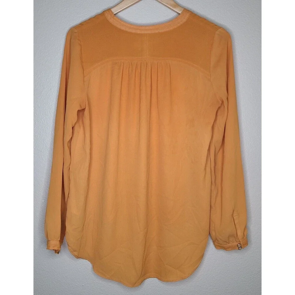 Anthropologie HD in Paris Goldenrod Blouse, Pumpkin Dress Top Women's Size 8 US